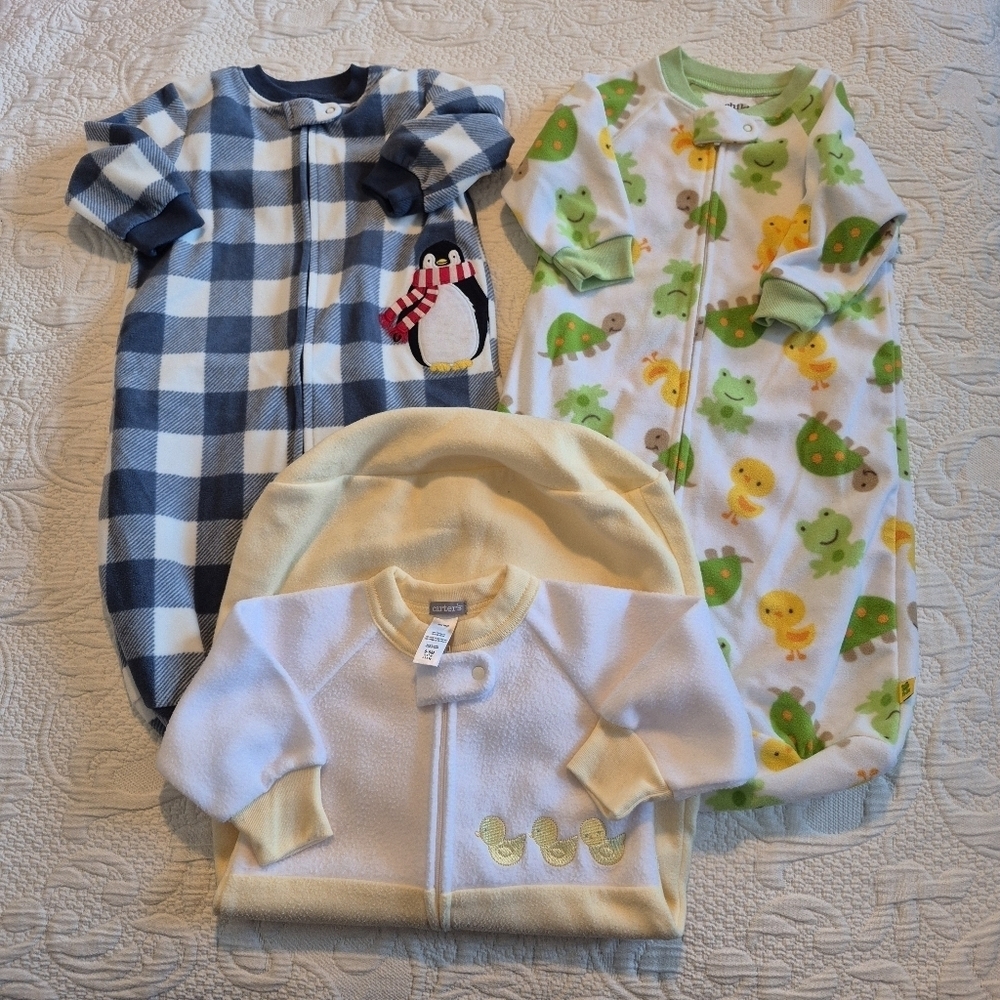 Carter's 3 baby sleep sacks all 0-9 months, light weight fleece, long sleeves